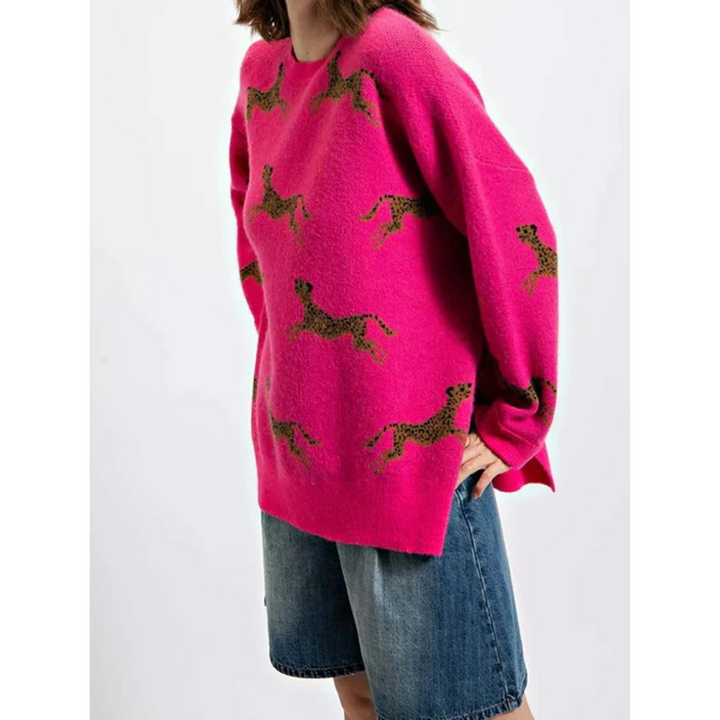 Leopard | Damen Warm Pullover | Strick