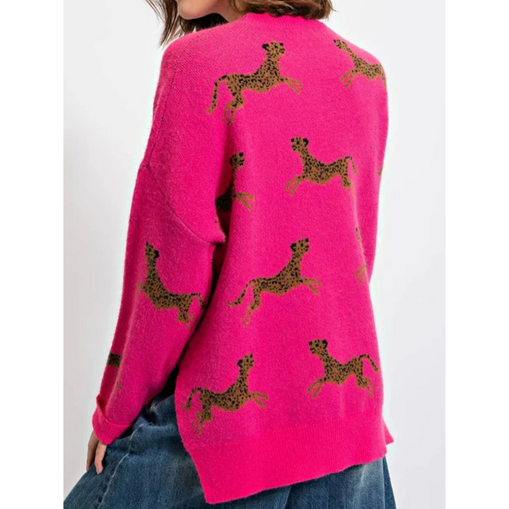 Leopard | Damen Warm Pullover | Strick